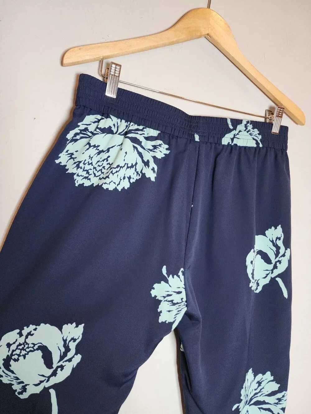 J. Crew Pull On Reese Pants Lined Navy Blue Floral Peony Women's Size 8